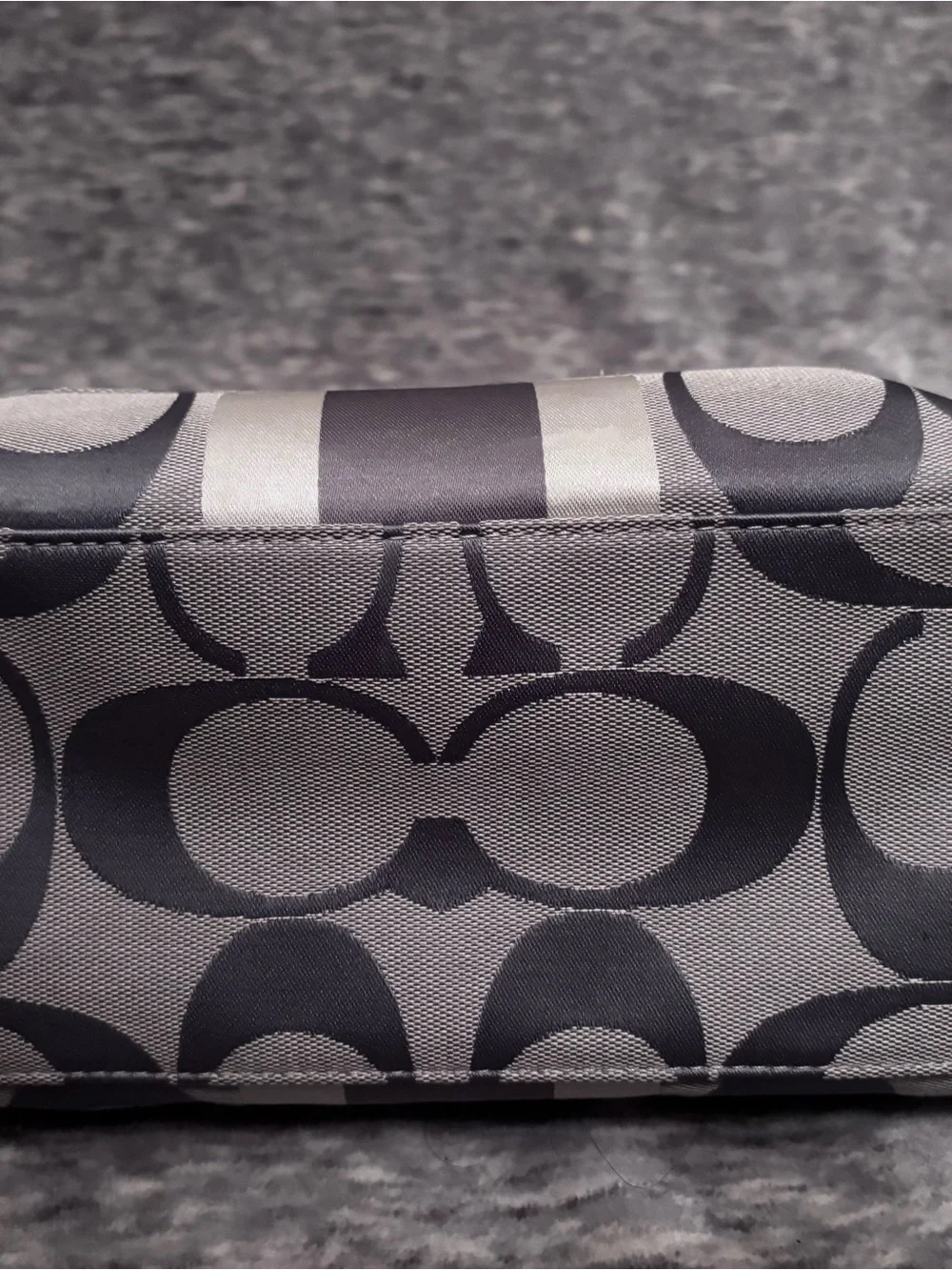 Coach Gray Signature Stripe Messenger Tote